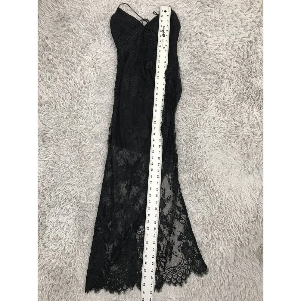 X by NBD Black Lace Halter Ellie‎ midi Dress Sheer Skirt Open Back Size 2 NWT